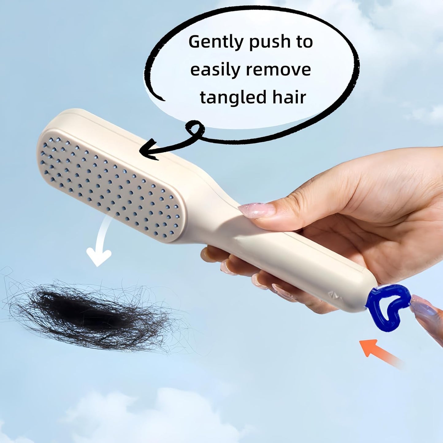 2 X Self-Cleaning Hair brush - Anti-Static Massage Comb with Retractable Bristles