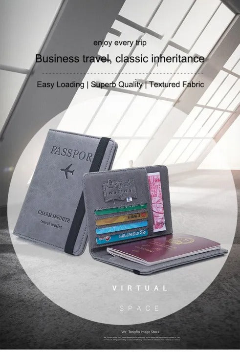 Portable leather travel passport holder