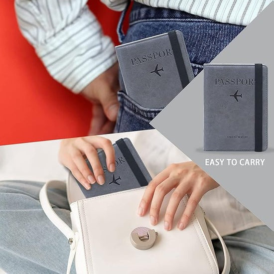 Portable leather travel passport holder