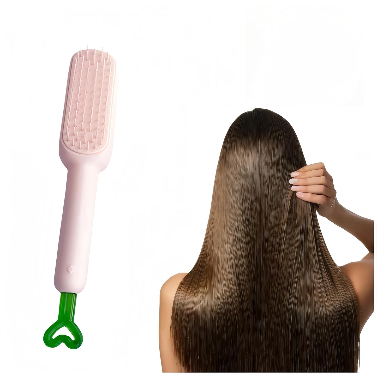 2 X Self-Cleaning Hair brush - Anti-Static Massage Comb with Retractable Bristles