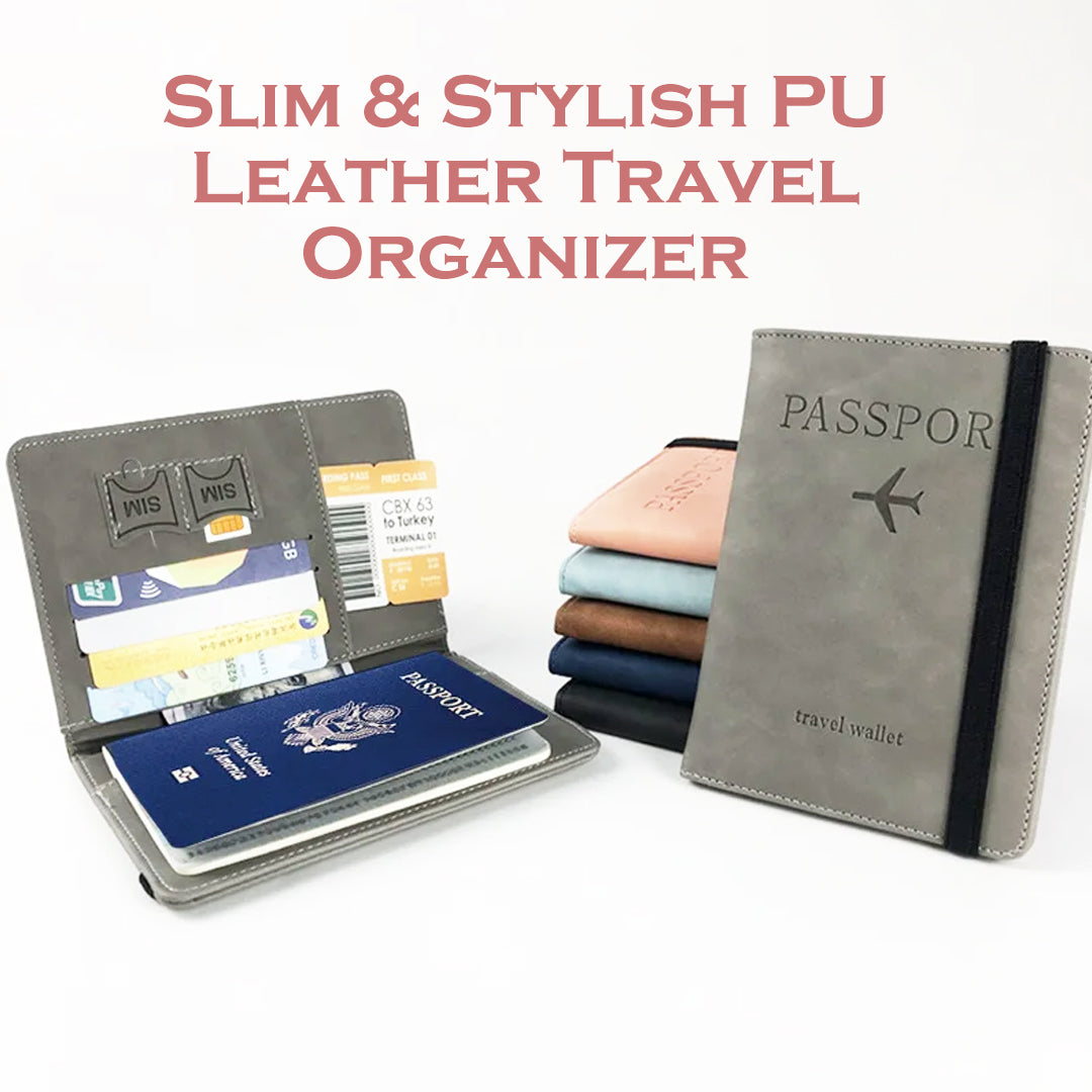 Portable leather travel passport holder