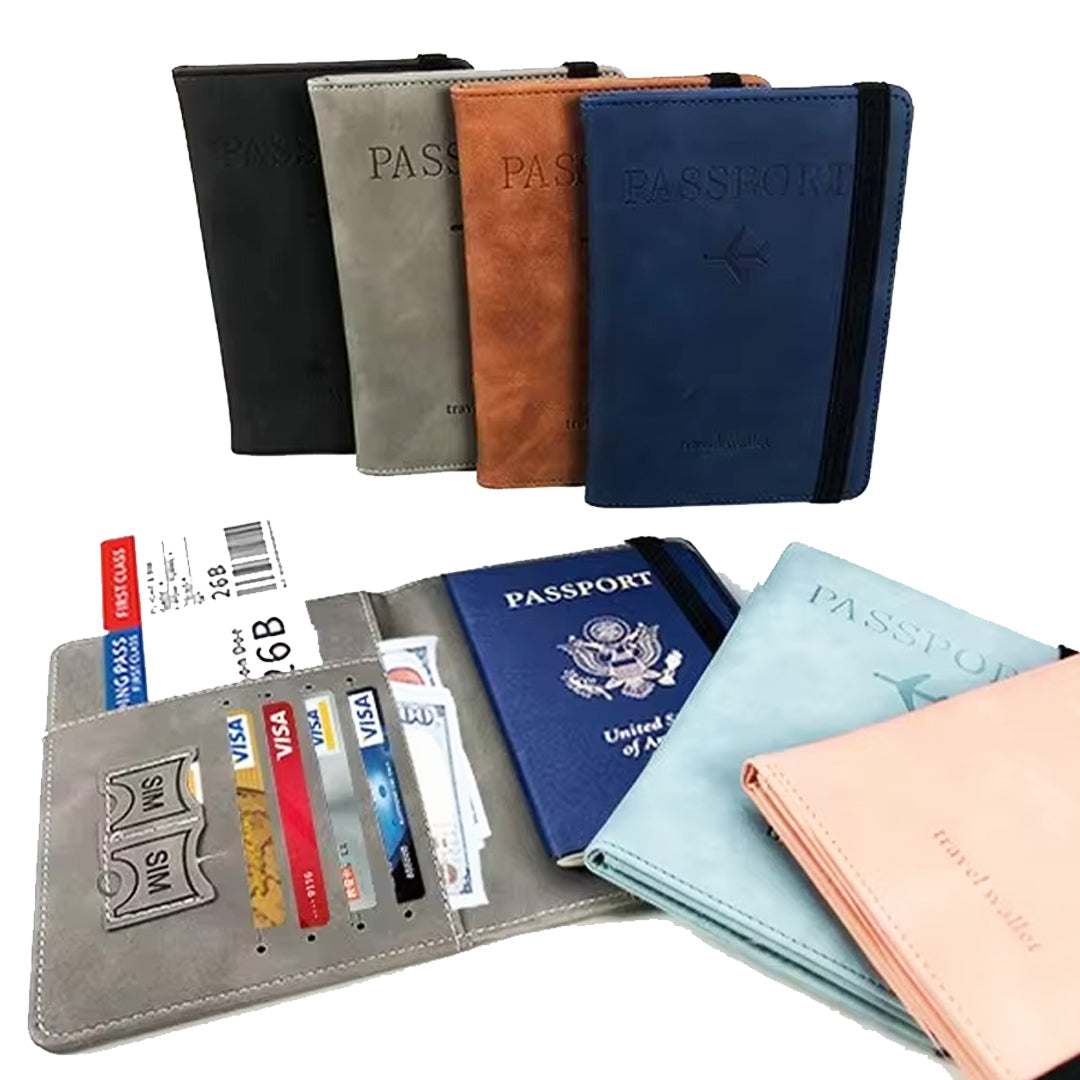 Portable leather travel passport holder