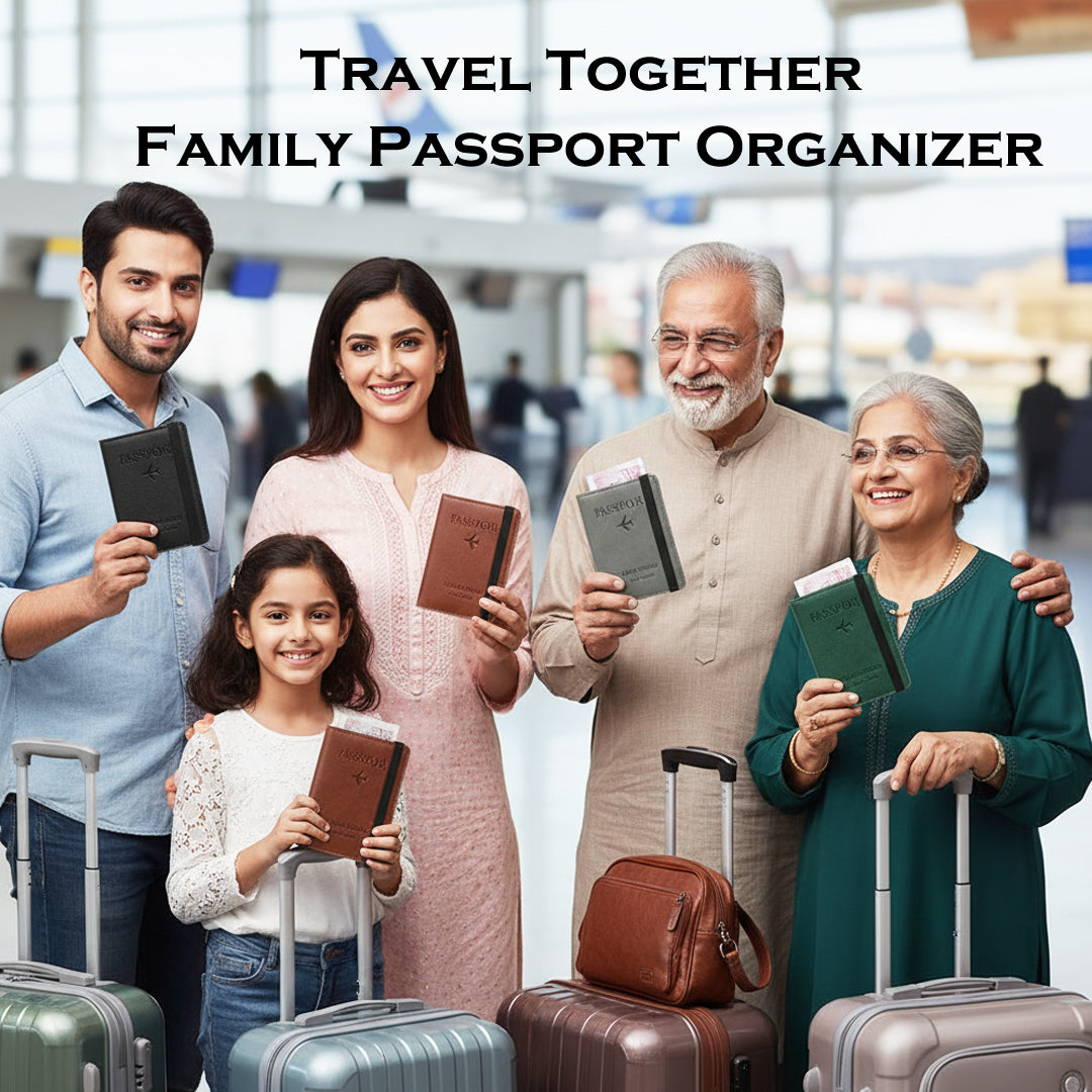 Portable leather travel passport holder